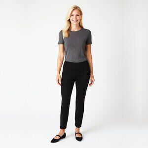 2/$30 Chico's Weekend Ponte Pants Slit Hem w/ Pockets Mid-rise Black 4 #A1535